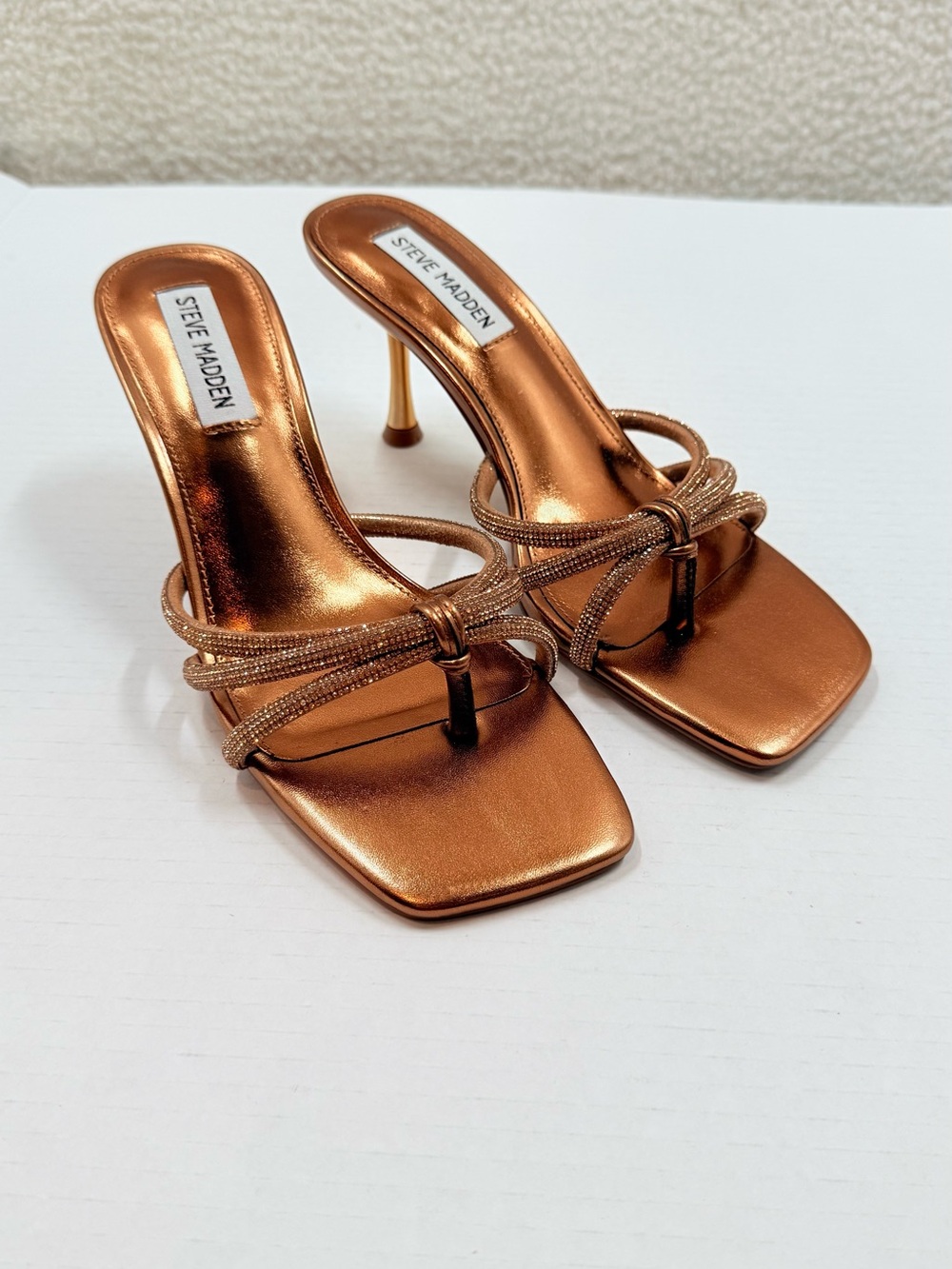 STEVE MADDEN Womens Jazzee Slide Sandal Heel In Bronze Sz 7.5 New